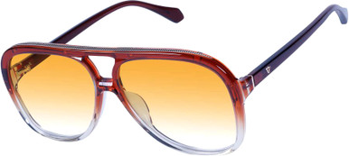 Burnt Orange Fade to Crystal with Gold Metal Trim/Orange Gradient Lenses