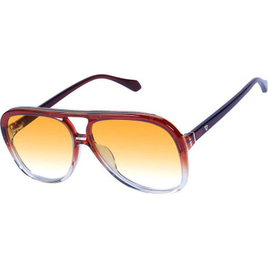 Burnt Orange Fade to Crystal with Gold Metal Trim/Orange Gradient Lenses