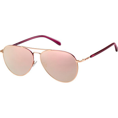 Fossil 3102/G/S - Rose Gold/Rose Gold Mirror Lenses