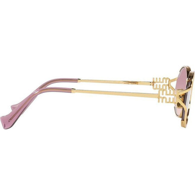 Shop Miu Miu MU52YS Sunglasses Gold/Brown Violet Gradient