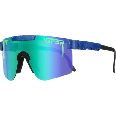 Pit Viper The Single Wides - Leonardo Blue and Teal Splatter/Blue Mirror Polarised Lenses