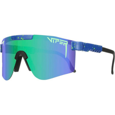 Pit Viper The Double Wides, Leonardo Blue and Teal Splatter/Blue Teal Mirror Polarised Lenses