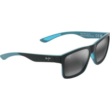 The Flats - Black and Teal Stripes/Neutral Grey Glass Polarised Lenses