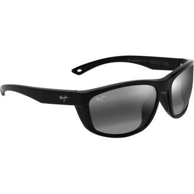 Nu'u Landing - Black Gloss and Black Rubber/Neutral Grey Glass Polarised Lenses