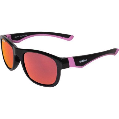 Gloss Black and Pink/Red Mirror Polarised Lenses