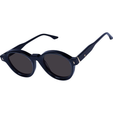 Valley Eyewear Motel, Gloss Black with Gold Metal/Black Lenses