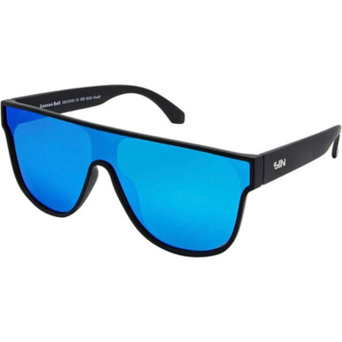 SIN Eyewear Cannon Ball, Matte Black/Blue Flash Mirror Polarised Lenses