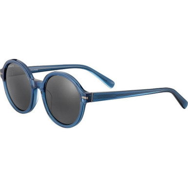 Serengeti Joan, Shiny Crystal Fed Blue/Smoke Photochromic Polarised Glass Lenses