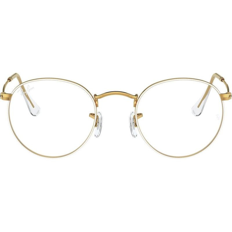 RayBan Prescription Glasses Round Metal RX3447V White/Clear