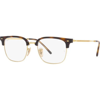 Ray-Ban Glasses New Clubmaster RX7216, Havana on Gold/Clear Lenses