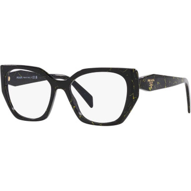 Prada Glasses PR18WV, Black and Yellow Marble/Clear Lenses