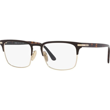 Prada Glasses PR58ZV - Matte Brunished and Pale Gold/Clear Lenses