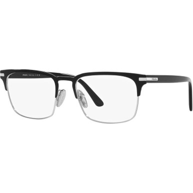 Prada Glasses PR58ZV - Black and Silver/Clear Lenses