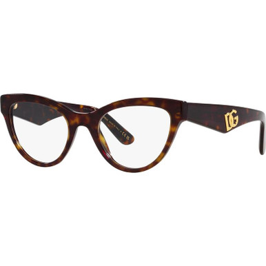 Dolce &amp; Gabbana Glasses DG3372, Havana/Clear Lenses 52 Eye Size