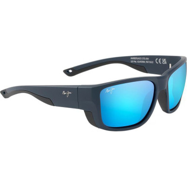 Maui Jim Amberjack - Matte Dark Navy and Black Rubber/Blue Hawaii Polarised Glass Lenses