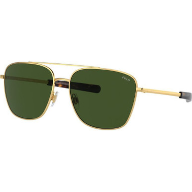 Polo Ralph Lauren PH3147 - Shiny Gold/Bottle Green Lenses