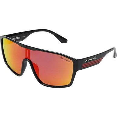 Polasports Crusader - Black/Red Mirror Polarised Lenses