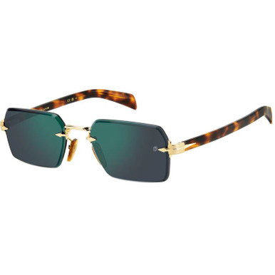 David Beckham DB 7109/S, Gold Havana/Green Mirror Lenses