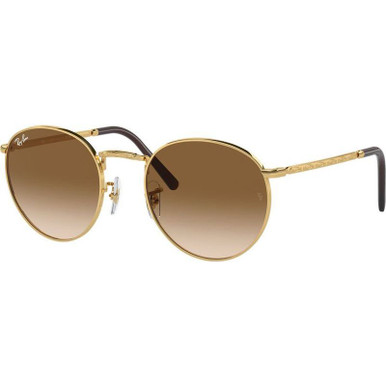 Ray-Ban New Round RB3637, Gold/Light Brown Gradient Glass Lenses 50 Eye Size