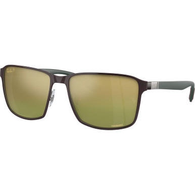 Ray-Ban Chromance RB3721CH - Brown on Gunmetal/Green Gold Mirror Polarised Lenses