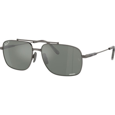 Michael Titanium RB8096 - Gunmetal/Silver Grey Mirror Polarised Glass Lenses