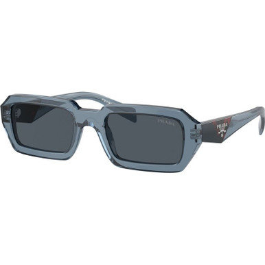 Prada PRA12S, Transparent Blue/Dark Grey Lenses