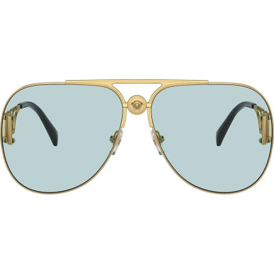 Embellished round sunglasses in blue - Versace