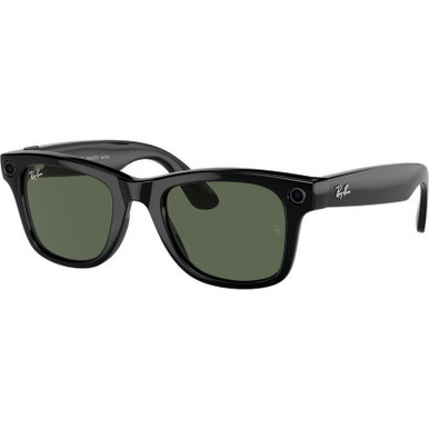 Ray-Ban Smart Glasses Meta Wayfarer RW4006, Shiny Black/Green Lenses