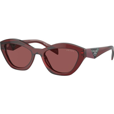 Prada PRA02SF, Red Transparent/Dark Violet Lenses