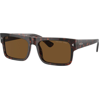 Prada PRA10S, Havana/Dark Brown Glass Lenses 59 Eye Size