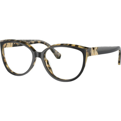 Black and Amber Tortoise/Clear Lenses 55 Eye Size