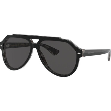 Dolce &amp; Gabbana DG4452F, Black on Grey Havana/Dark Grey Lenses