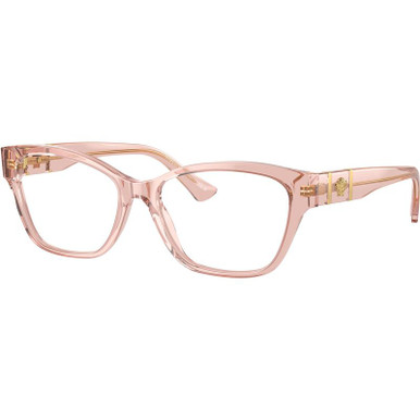 Versace Glasses VE3344, Brown Transparent/Clear Lenses 52 Eye Size