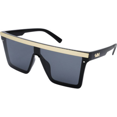 SIN Eyewear The Bar, Black and Matte Gold/Smoke Polarised Lenses