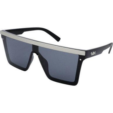 SIN Eyewear The Bar - Black and Matte Silver/Smoke Polarised Lenses