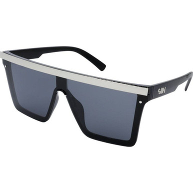 SIN Eyewear The Bar - Black and Silver/Smoke Polarised Lenses