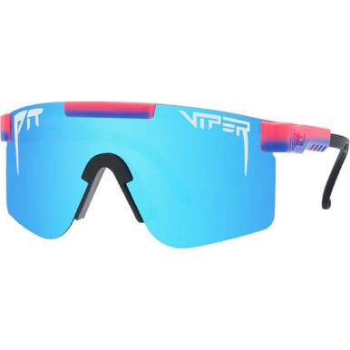 Pit Viper The Single Wides, Leisurecraft Pink Blue Gradient/Blue Mirror Polarised Lenses