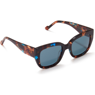 Lottie - Havana with Blue Injection/Dark Blue Lenses