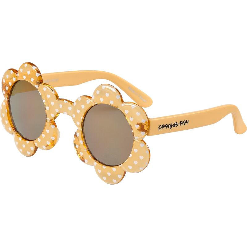 Frankie Ray Kids Daisy Crystal Yellow Heart/Smoke Gold Mirror Lenses