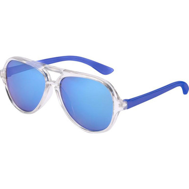 Frankie Ray Kids Stanley - Crystal Clear and Blue/Blue Mirror Lenses