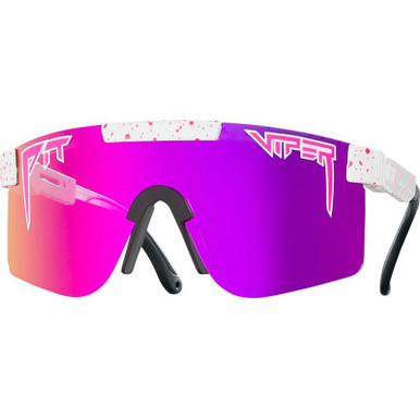 Pit Viper The Single Wides - LA Brights White Splatter/Purple Mirror Polarised Lenses