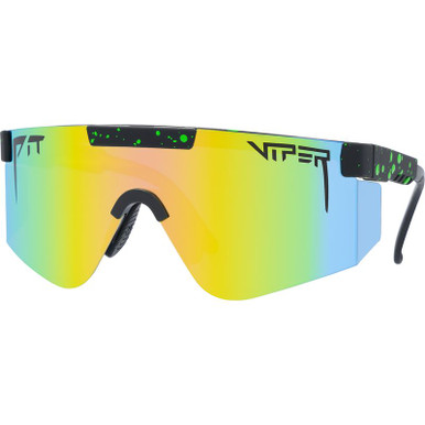 Pit Viper The 2000s, Monster Bull Black and Green Splatter/Orange Yellow Mirror Lenses