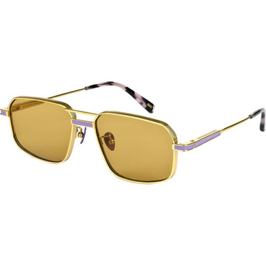Oscar & Frank Mr Nank - Gold and Lavender/Solid Brown Lenses