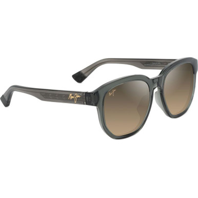 Shiny Transparent Dark Grey/HCL Bronze Polarised Glass Lenses