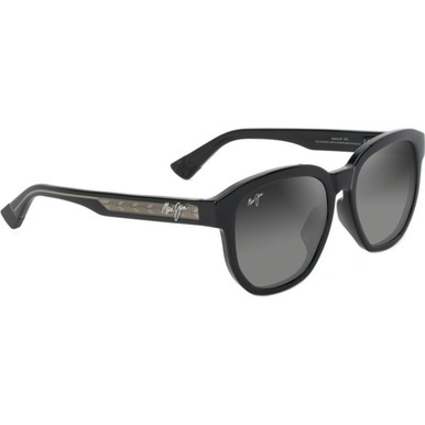 Maui Jim Akahai Alt Fit - Black and Transparent Light Grey/Neutral Grey Glass Polarised Lenses