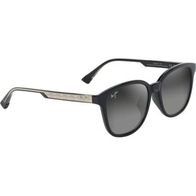 Maui Jim Ku'ikahi Alt Fit, Shiny Black and Transparent Light Grey/Neutral Grey Polarised Glass Lenses