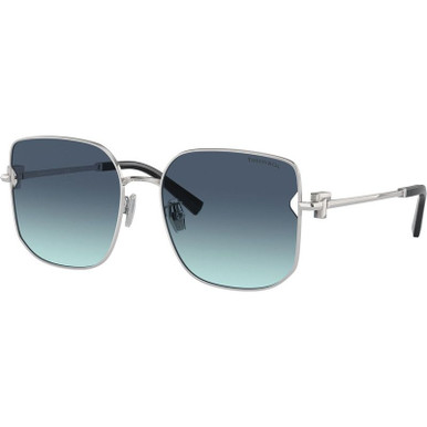 Tiffany &amp; Co. TF3105D, Silver/Azure Gradient Blue Lenses