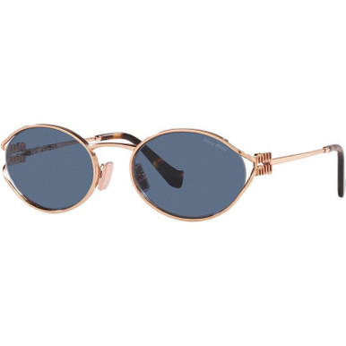 Miu Miu MU52YS, Pink Gold/Dark Blue Lenses