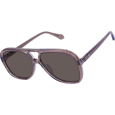 Valley Eyewear Bang - Transparent Mocha with Rose Gold Metal Trim/Brown Lenses