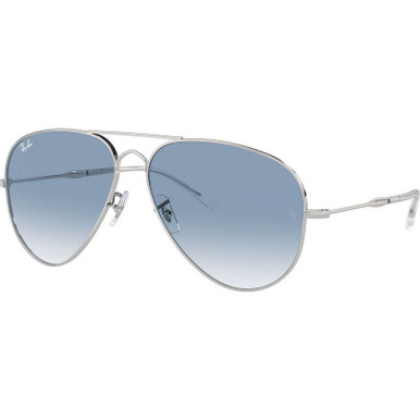 Ray-Ban Old Aviator RB3825, Silver/Blue Clear Gradient Glass Lenses 62 Eye Size